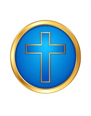 Obraz premium Blue Cross Gold Medallion Circular Design