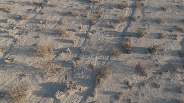 Raw Aerial Drone Footage of Desert Landscape near Joshua Tree California in D-Log Flat Profile
