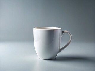 Minimalist Product Photography: Single White Ceramic Mug on Neutral Background