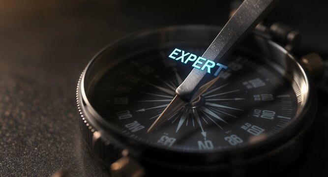Expert Advice Compass Navigation Concept with Glowing Text