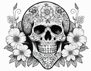 Skull and Flowers Day of The Dead