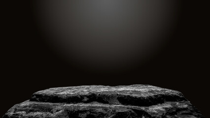 Stone, Rock Black Podium stand display advertising jewelry product, cosmetics with Studio Dark...