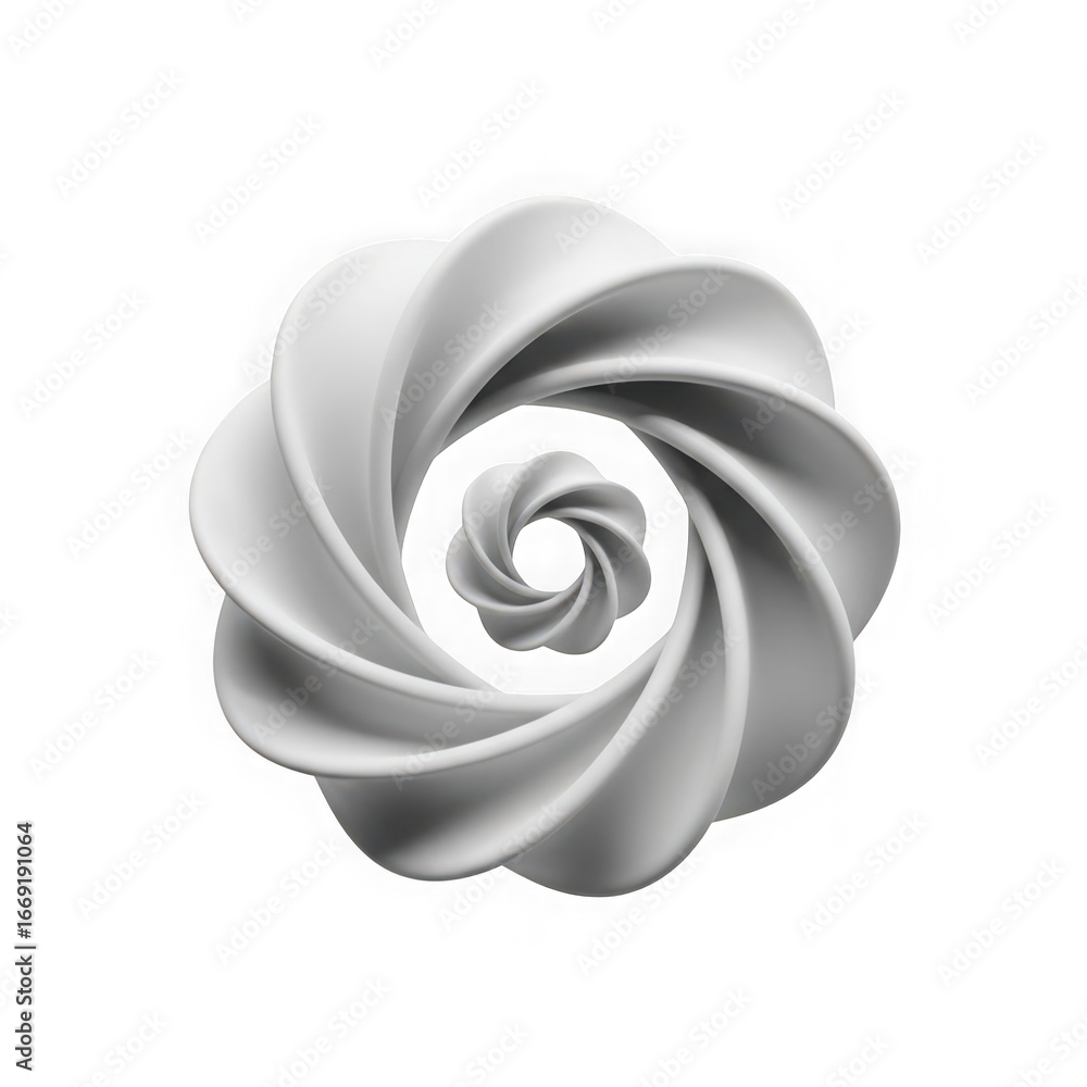 Poster 3d icon of abstract 3d rendering of a white geometric spiral shape isolated on transparent backgroun