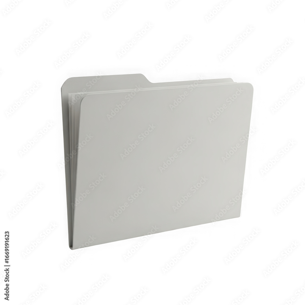 Poster 3d icon of a simple gray manila folder isolated on transparent background