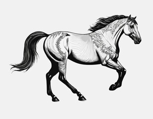 Illustration of a horse on a white