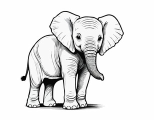 An image of a little baby elephant drawn by graphic lines