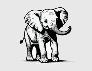 An image of a little baby elephant drawn by graphic lines