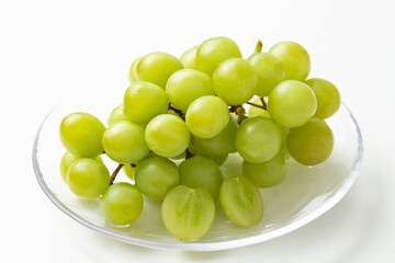 皿に乗ったマスカット　白バック