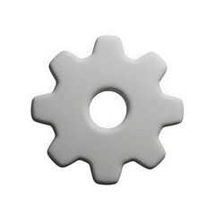 Fototapeta premium 3d icon of simple grey gear cog isolated on a transparent background, representing mechanics and industry in a clean design