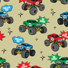 Big Wheels Offroad Car Vector, Monster Truck Cartoon for Children.eps © atap