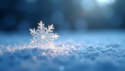 Luminous Solitude: A Snowflake's Quiet Majesty