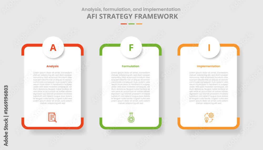 Poster afi framework for infographic with drop shadow style with round vertical box with circle badge top w