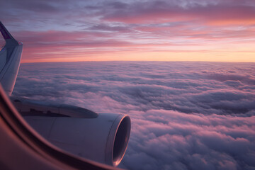 Airplane Wingtip Against Expansive Sky and Horizon Clouds