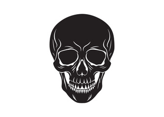 Scary Skull Silhouette Vector Illustration for Halloween Design Projects.