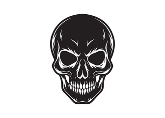 Scary Skull Silhouette Vector Illustration for Halloween Design Projects.