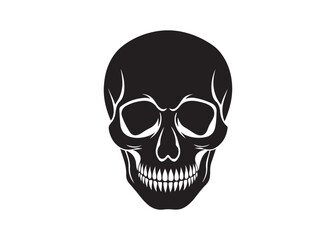 Spooky Skull Silhouette Black Vector for Halloween Designs.