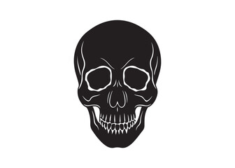 Spooky Skull Silhouette Black Vector for Halloween Designs.