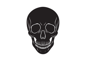 Spooky Skull Silhouette Black Vector for Halloween Designs.