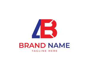 Red and Blue AB Monogram Logo with Brand Name and Tagline Placeholder AB logo lettermark