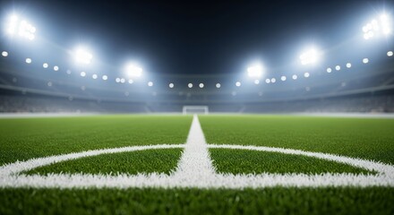 Obraz premium A Stadium Field at Night Illuminated by Bright Lights