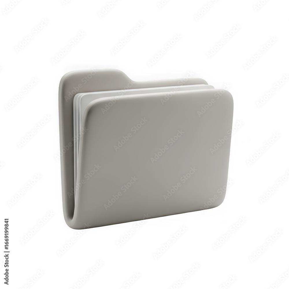 Poster 3d icon of a simple 3d render of a gray folder icon isolated on transparent background