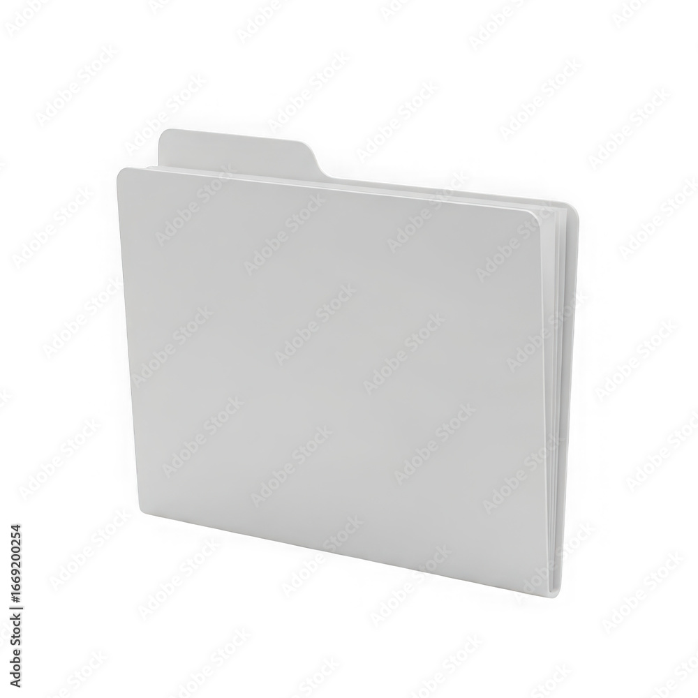 Poster 3d icon of a light gray folder icon with a tab, representing document storage or organization, isola