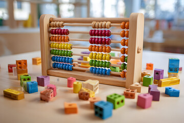 Front-Facing Wooden Abacus for Kids Math and Early Education