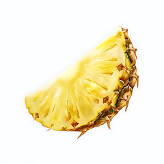 Sliced Pineapple Wedge with Vibrant Yellow Flesh and Green Crown