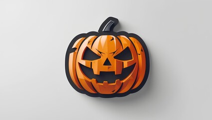 detailed flat icon of a Halloween pumpkin with a carved face featuring a menacing yet playful expression