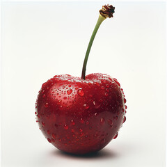 cherry fruit food red isolated berry sweet ripe fresh healthy white cherries dessert green diet with png white background isolated