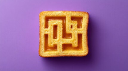 Square maze-shaped pastry on purple