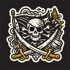 A vector of pirates flag with hand drawing for logo and design