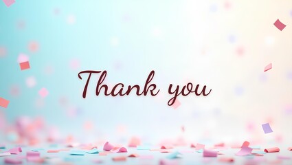 Elegant stock design with scripted “Thank You” text in curved line surrounded by soft decorative details.