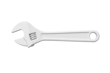 White adjustable wrench isolated on transparent background, ideal for graphic design projects or compositions related to maintenance, repair, plumbing, construction, and diy activities