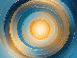 Abstract art of a glowing circle radiating soft light, symbolizing inner peace and mindfulness, with calm blue and golden tones flowing like gentle waves