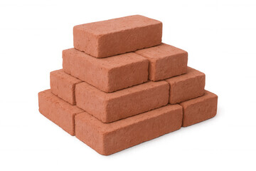 Obraz premium Stacked red bricks forming pyramid pattern, highlighting architectural design and construction materials with clean, minimalist visual presentation