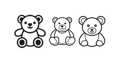 Teddy bear black icon, Silhouetted black teddy bear,  isolated on a white background, vector illustration eps 10.