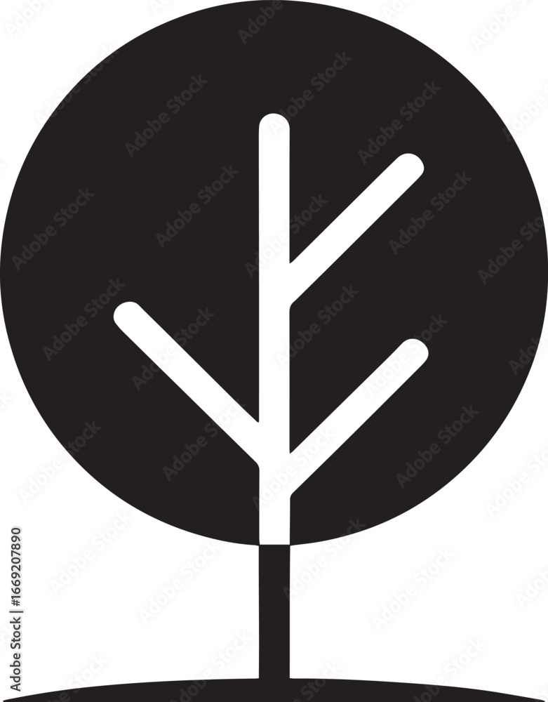 Poster abstract tree silhouette vector illustration with a simple design on a transparent background