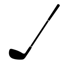 One crossed golf club silhouette vector flat illustration on white background.
