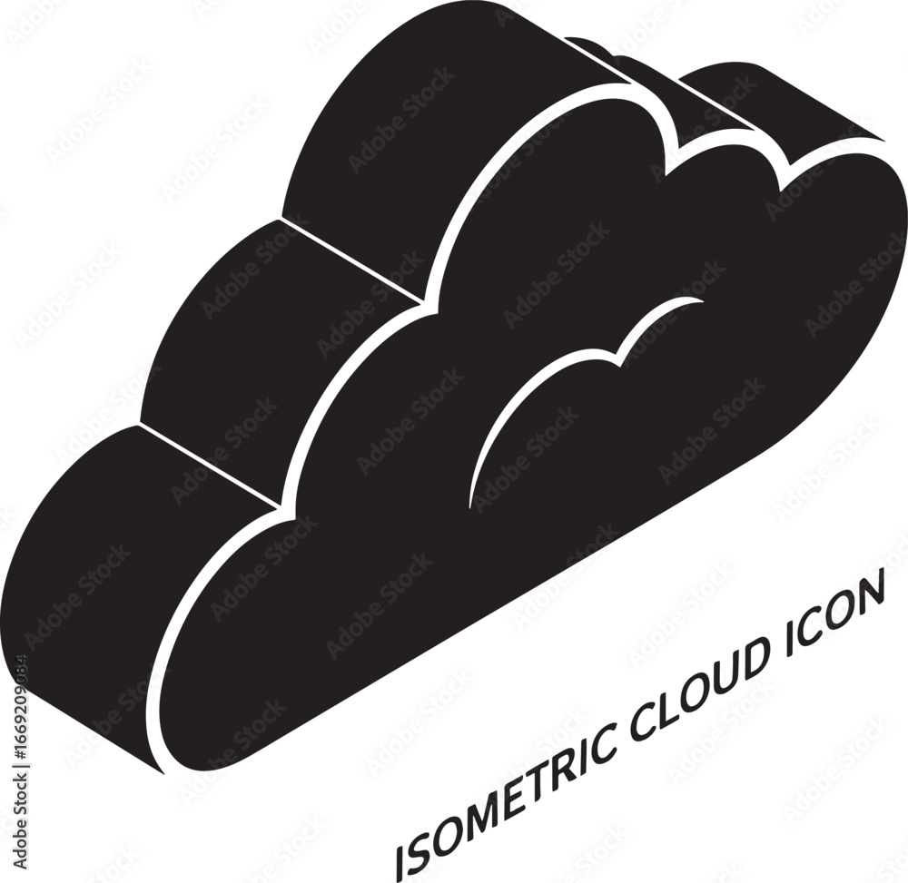 Poster isometric cloud icon vector illustration for weather and data storage concepts with style