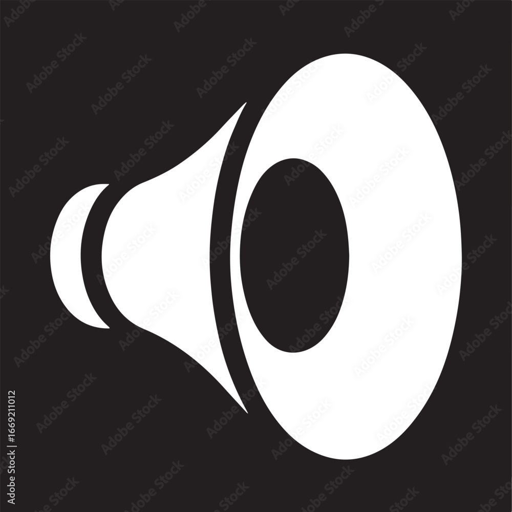 Poster loudspeaker vector icon on dark background sound amplifier symbol communication tool design element
