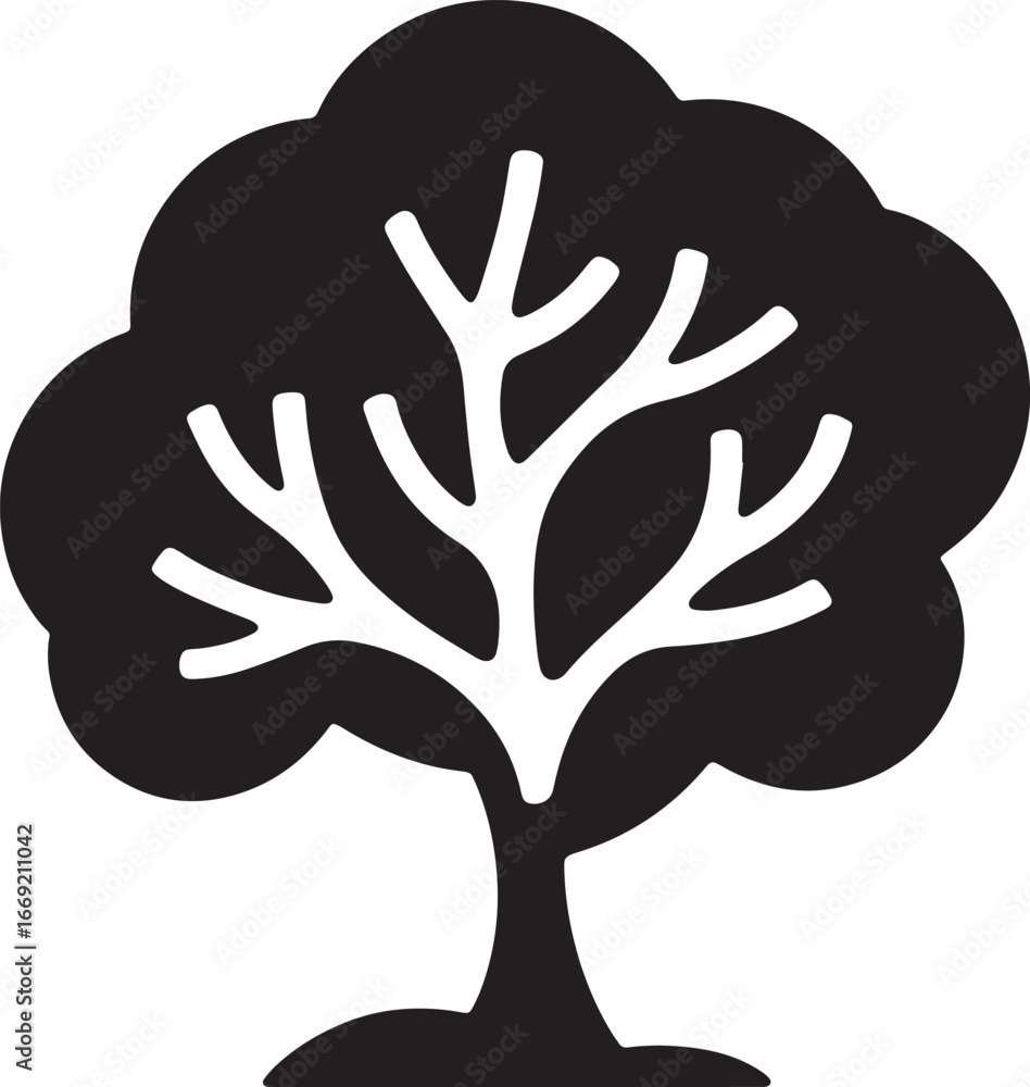 Poster lush tree vector illustration on transparent background nature symbol forest element design
