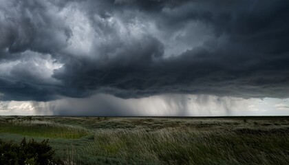 ominous storm clouds heavy rain threatens dramatic grey sky perfect for apocalyptic or weather reports backgrounds
