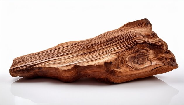 isolated agarwood chunk on plain white surface