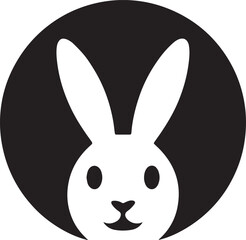 Rabbit Animal Hare Bunny Pet Cute Face Black Icon on Transparent Backdrop Vector Illustration