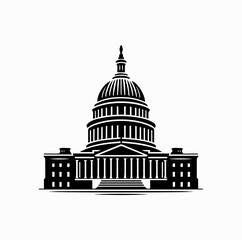 Capitol Building Silhouette – Government and Democracy Symbol Vector