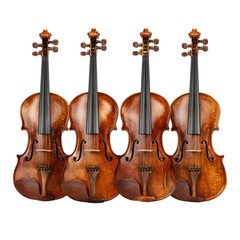 Naklejka premium Harmonious Quartet: Four Violins Poised in a Symphony of Timeless Elegance and Craftsmanship