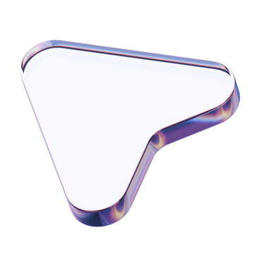 3D holographic cursor icon in purple gradient. Iridescent Glass Cursor Icon 3D