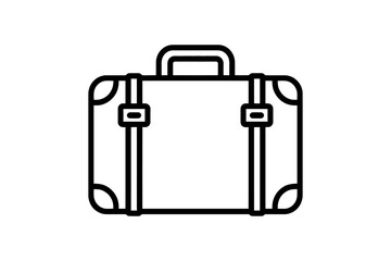 Vintage Briefcase Line Art Illustration in Black and White EPS Format for Retro Design, Office Icons, Business Themes, Antique Style Prints, Logos, and Branding Projects