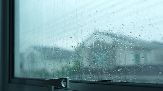 As thunder roars and rain lashes outside, a well-sealed window prevents leaks, supporting ideas of smart home design, comfort, insulation, and preparedness for unpredictable weather.
